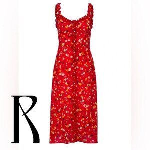 Réalisation Par Juliet Rouge Fleur Silk Floral Dress  ~  EUC